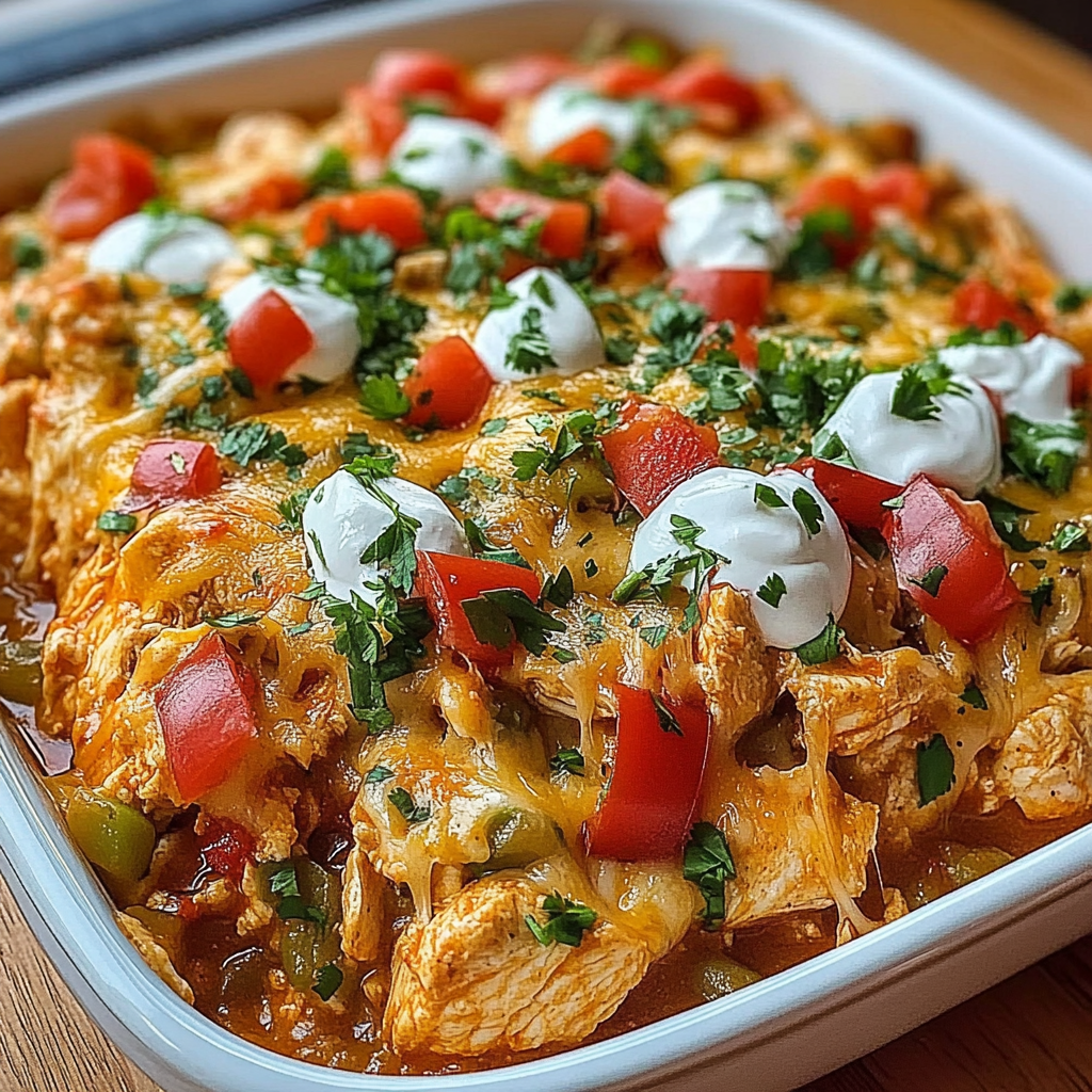 Recipe preparation for Fajita Chicken Casserole Bake