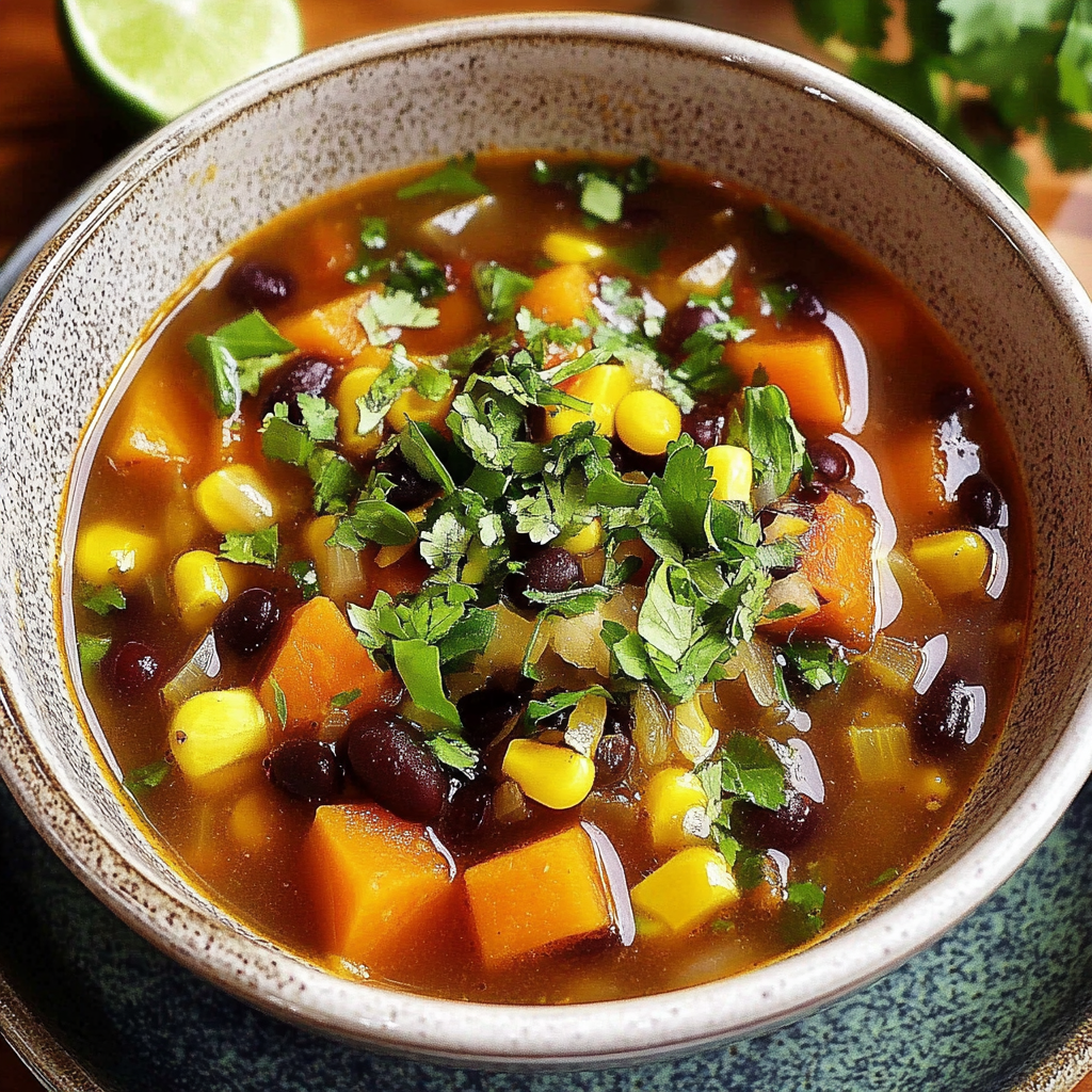 Recipe preparation for Sweet Potato Black Bean Soup