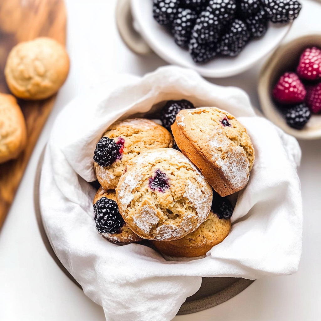 Recipe preparation for Blackberry Maple Tahini Muffins