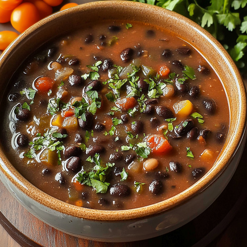 Recipe preparation for Spicy Black Bean Soup