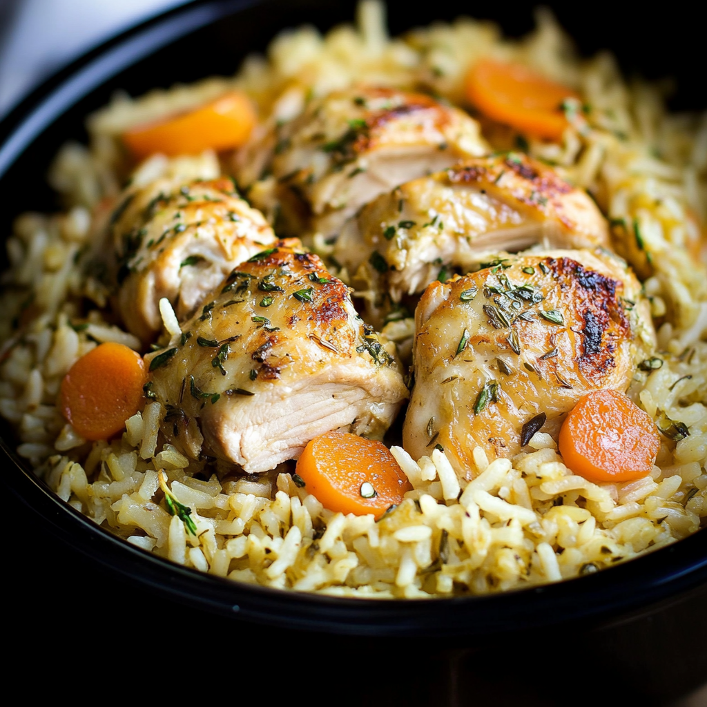 Recipe preparation for slow cooker lemon herb chicken and rice