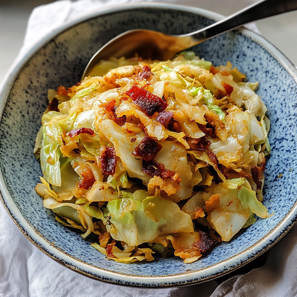 Recipe preparation for fried cabbage