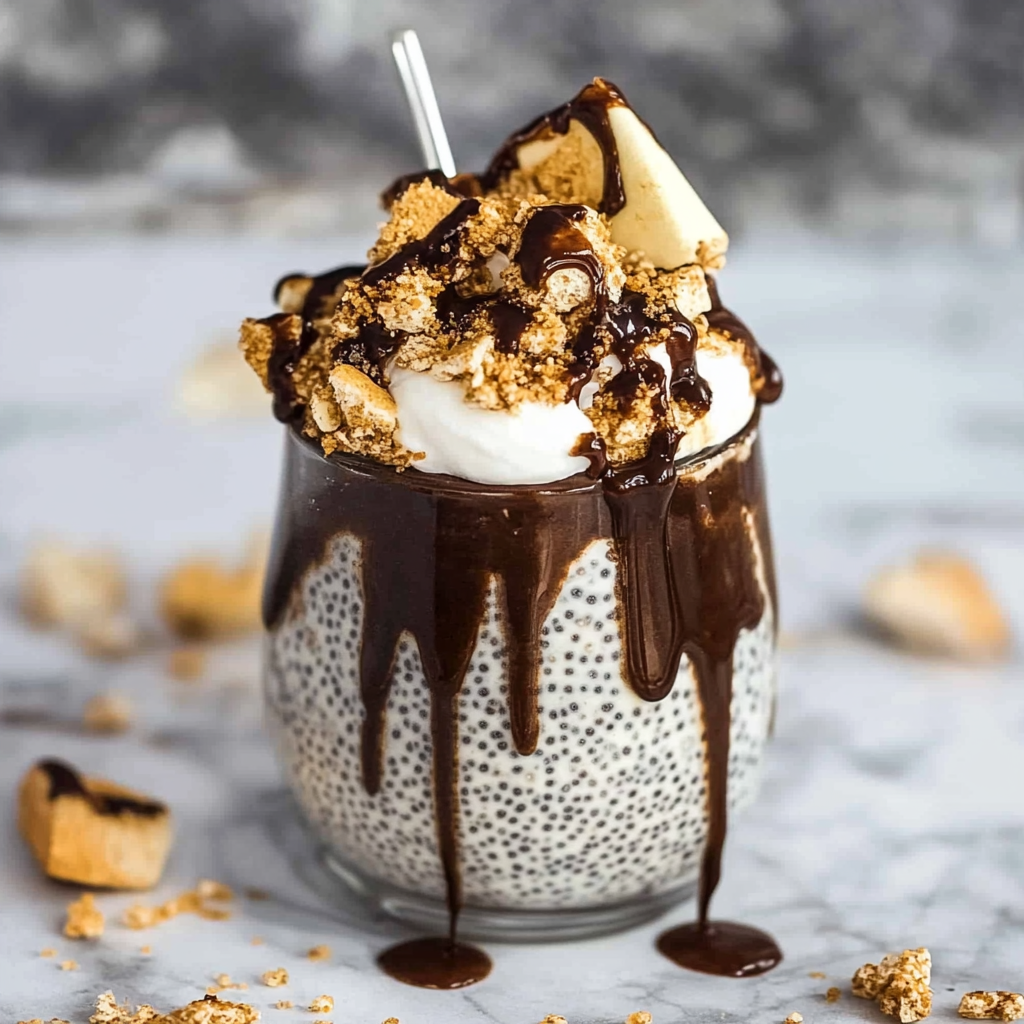 Recipe preparation for s’mores chia pudding parfaits