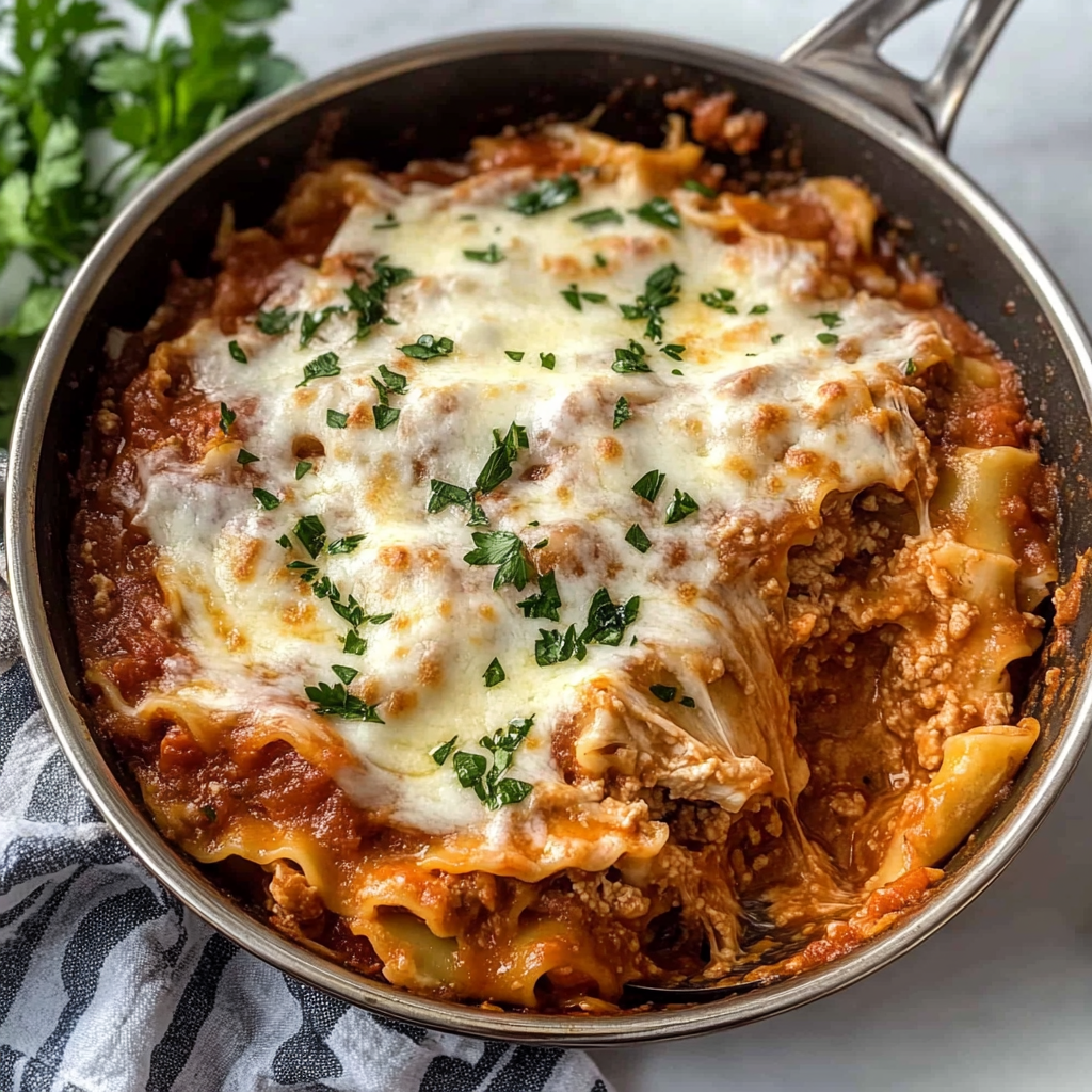 Recipe preparation for Skillet Lasagna