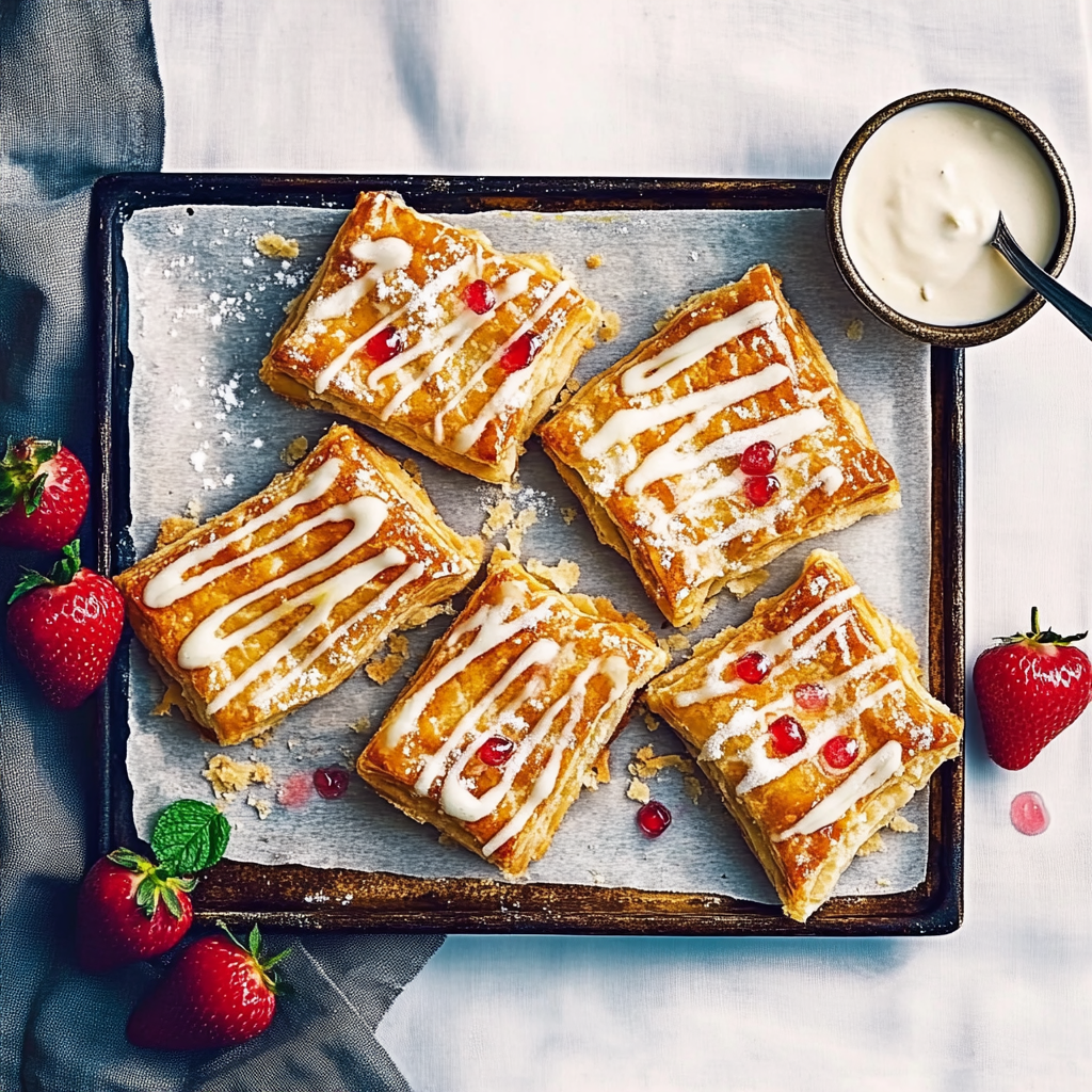 Recipe preparation for Puff Pastry Strawberry Strudels