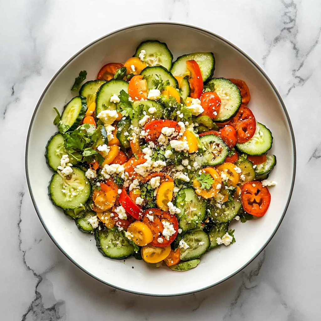 Recipe preparation for cucumber sweet pepper salad