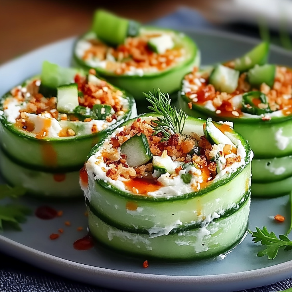 Recipe preparation for Crunchy Chicken Salad Cucumber Roll-Ups