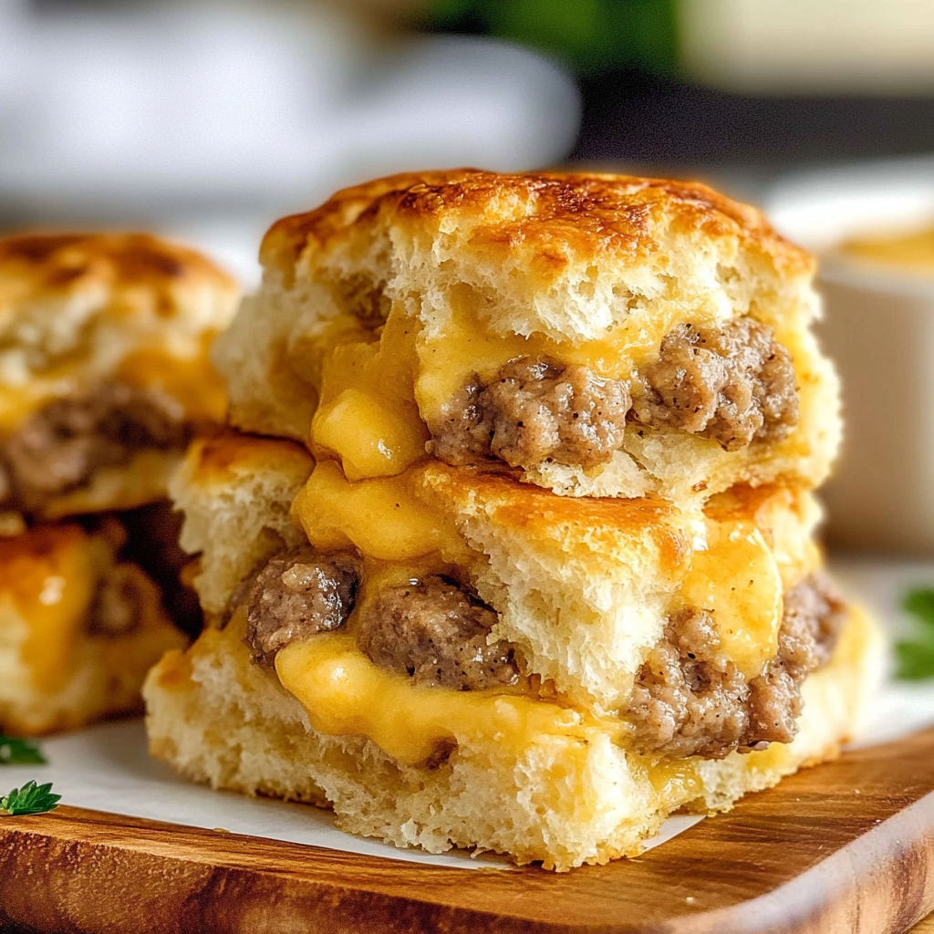 Recipe preparation for Sausage Cheese Butter Biscuits