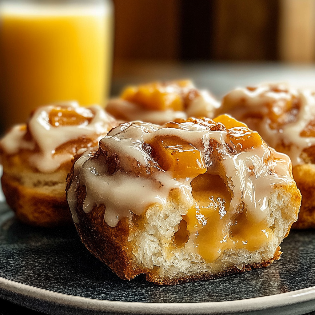 Recipe preparation for Peach Cobbler Rolls