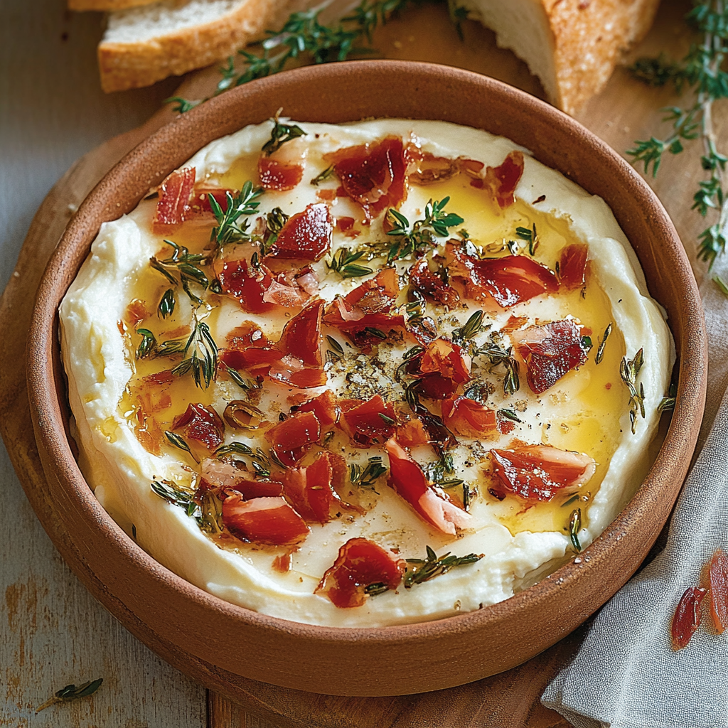 Recipe preparation for Creamy Brie with Prosciutto