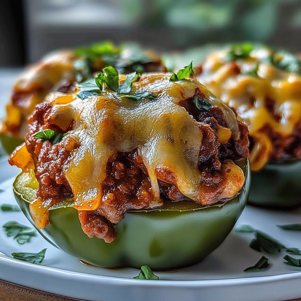 Recipe preparation for Baked Chili Mac Stuffed Peppers