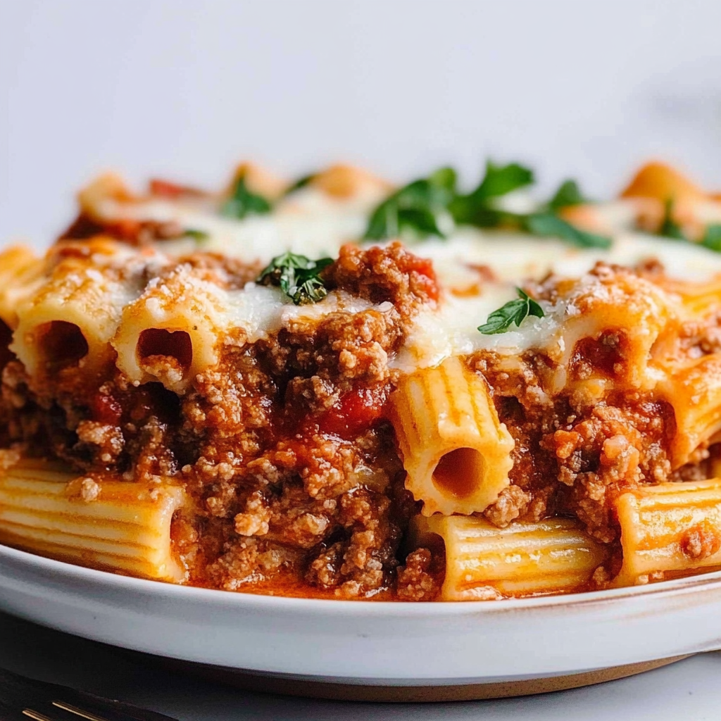 Recipe preparation for Baked Ziti Meat Sauce