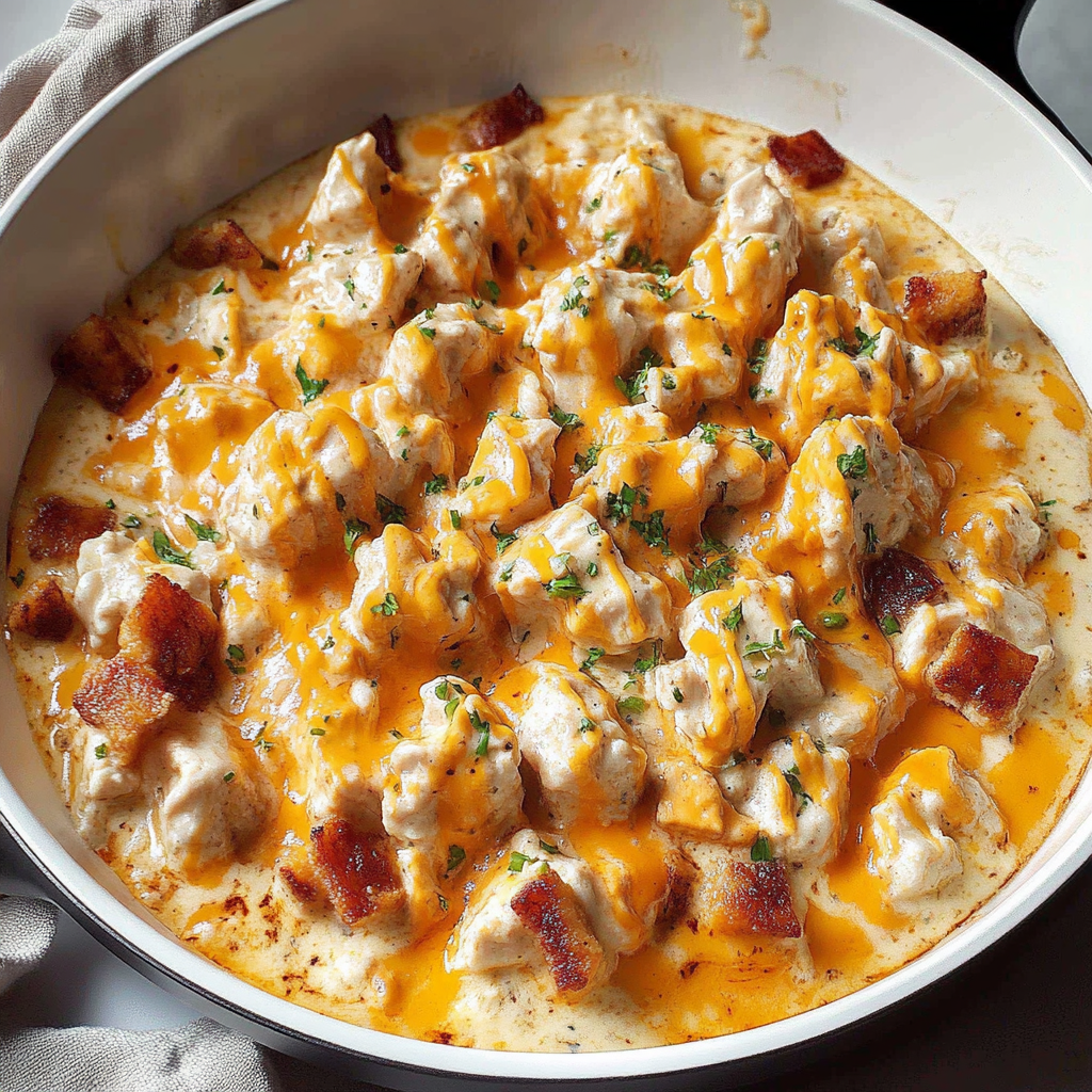 Recipe preparation for Keto Buffalo Chicken Skillet