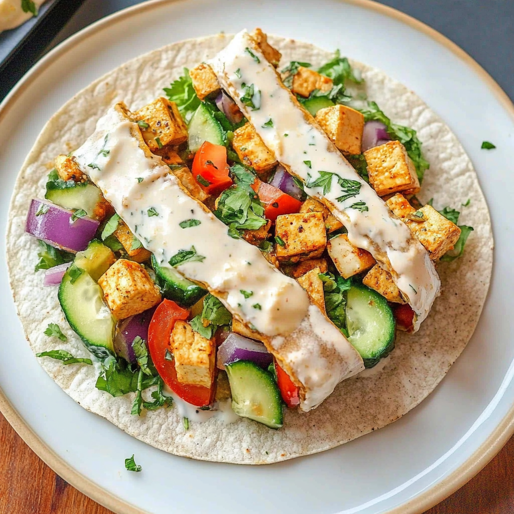 Recipe preparation for Vegan Viral Twist Tofu Wrap