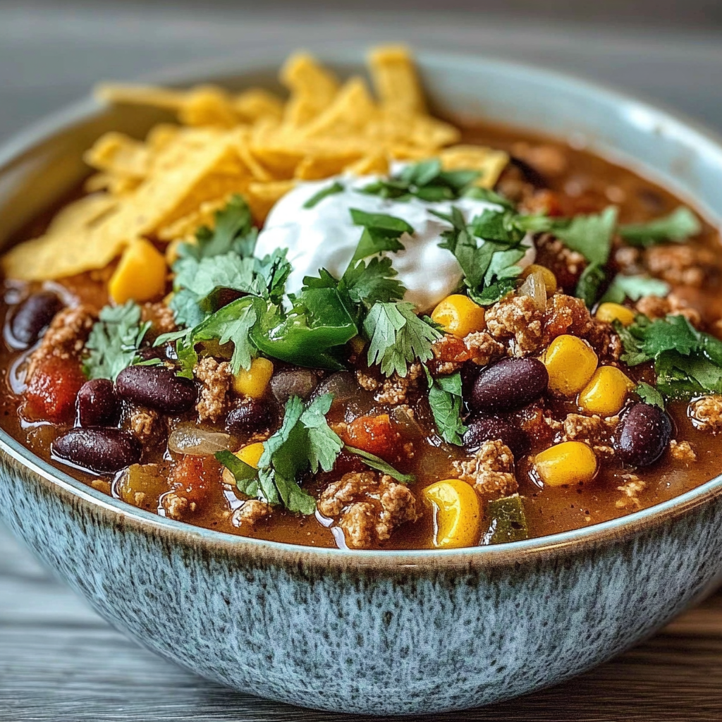 Recipe preparation for Hearty Tex-Mex Taco Soup