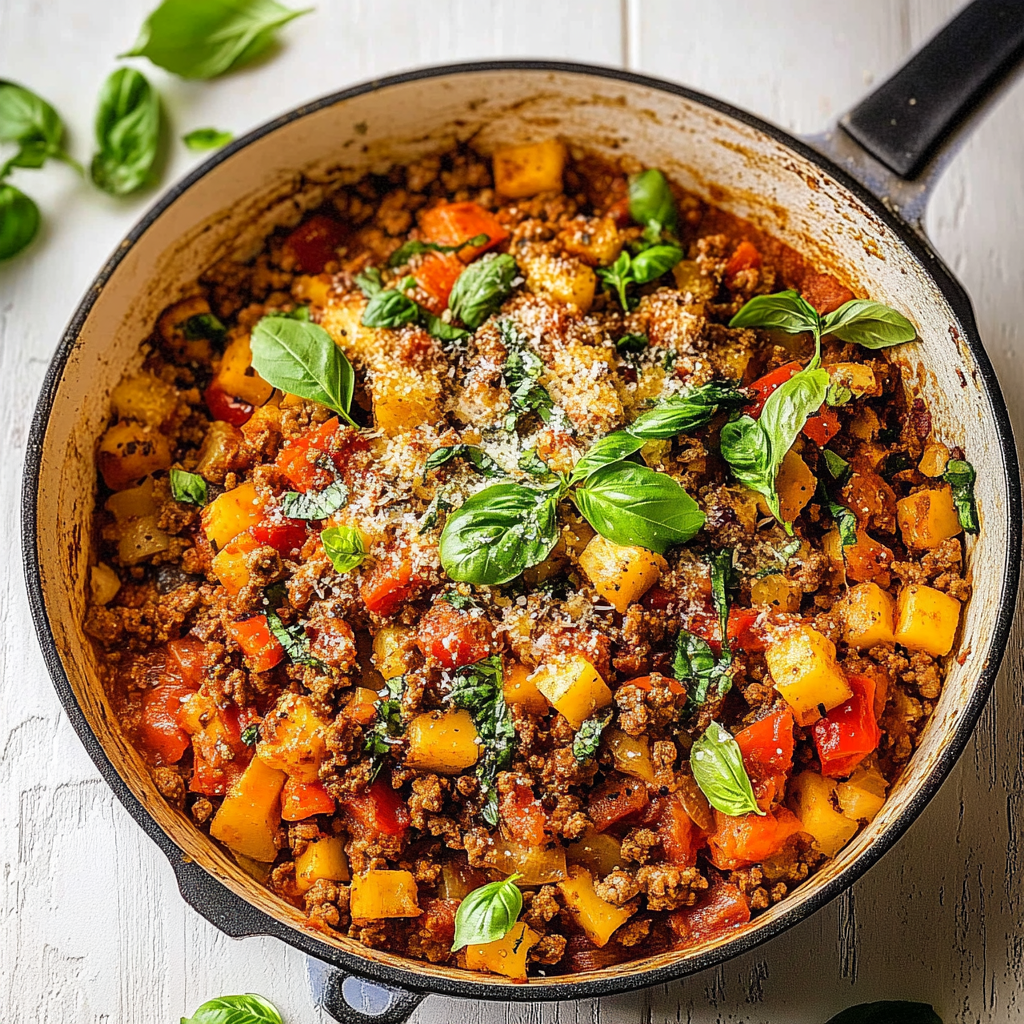 Recipe preparation for Low-Carb Italian Ground Turkey Skillet