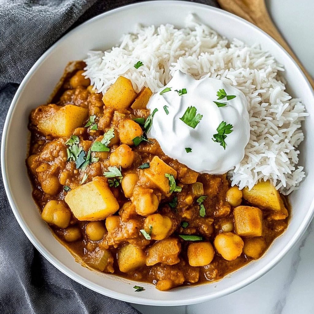 Recipe preparation for Chickpea and Potato Curry Recipe