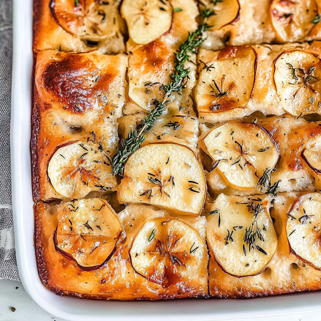 Recipe preparation for Apple Rosemary Focaccia Bread