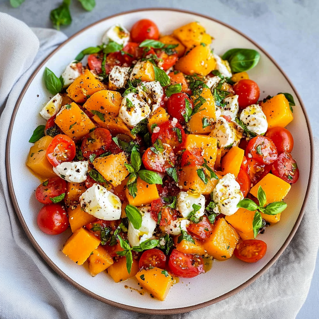 Recipe preparation for Cantaloupe Caprese Salad