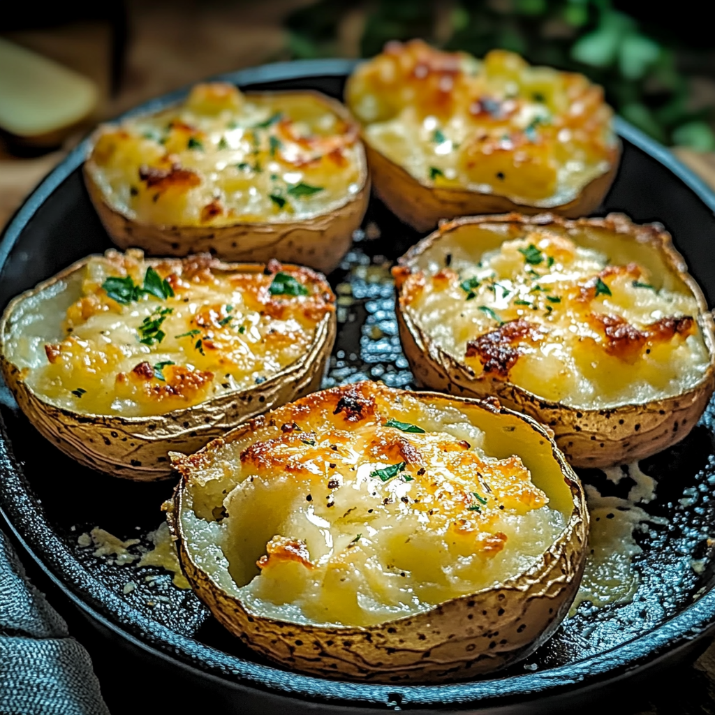 Recipe preparation for Baked Smashed Garlic Parmesan Potatoes