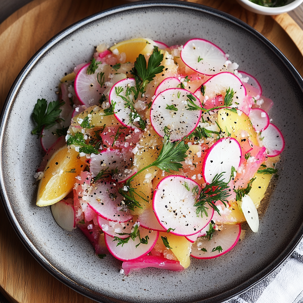 Recipe preparation for Gordon Ramsay Radish Salad