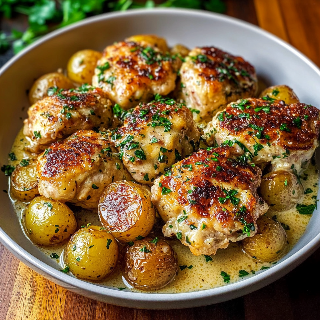 Recipe preparation for Garlic Parmesan Chicken Potatoes