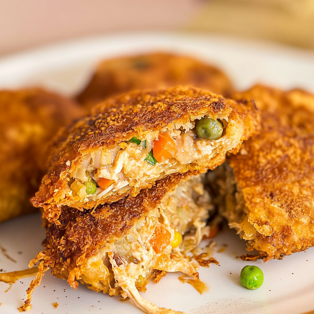 Recipe preparation for fried chicken pot pie pockets