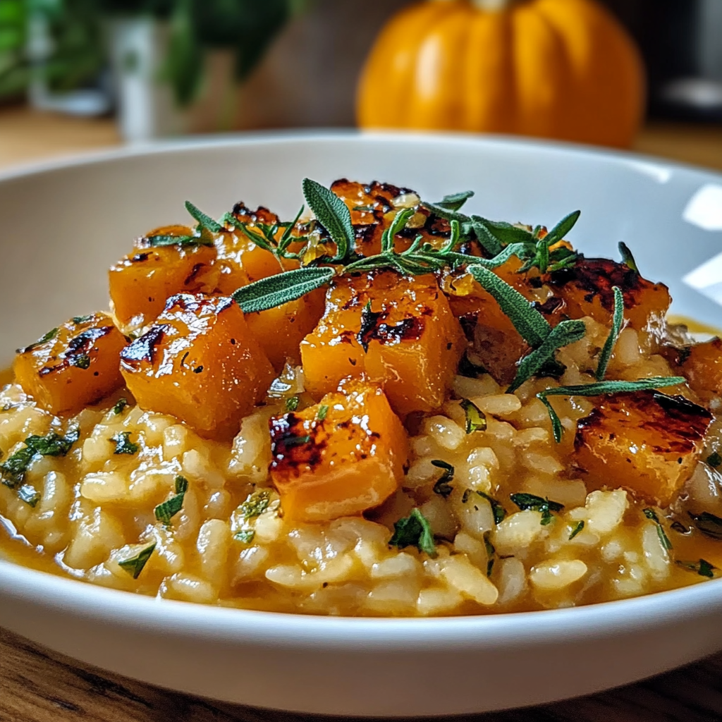 Recipe preparation for Roasted Butternut Squash Risotto