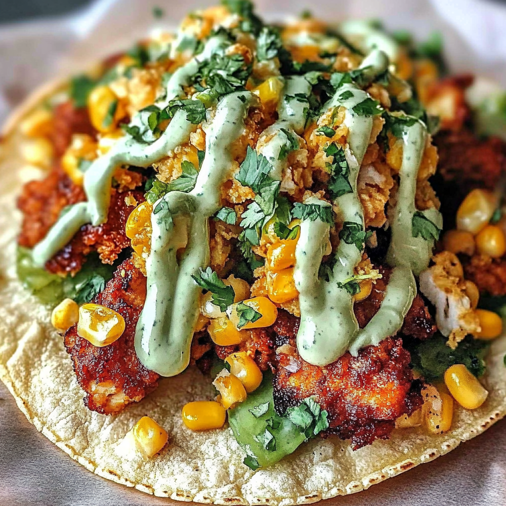 Recipe preparation for Fried Chicken Street Corn Tacos