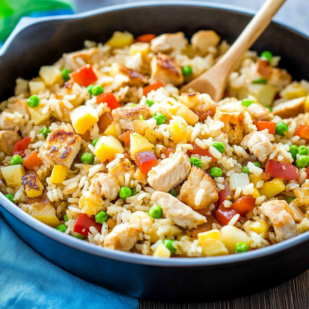Recipe preparation for Pineapple Chicken Fried Rice