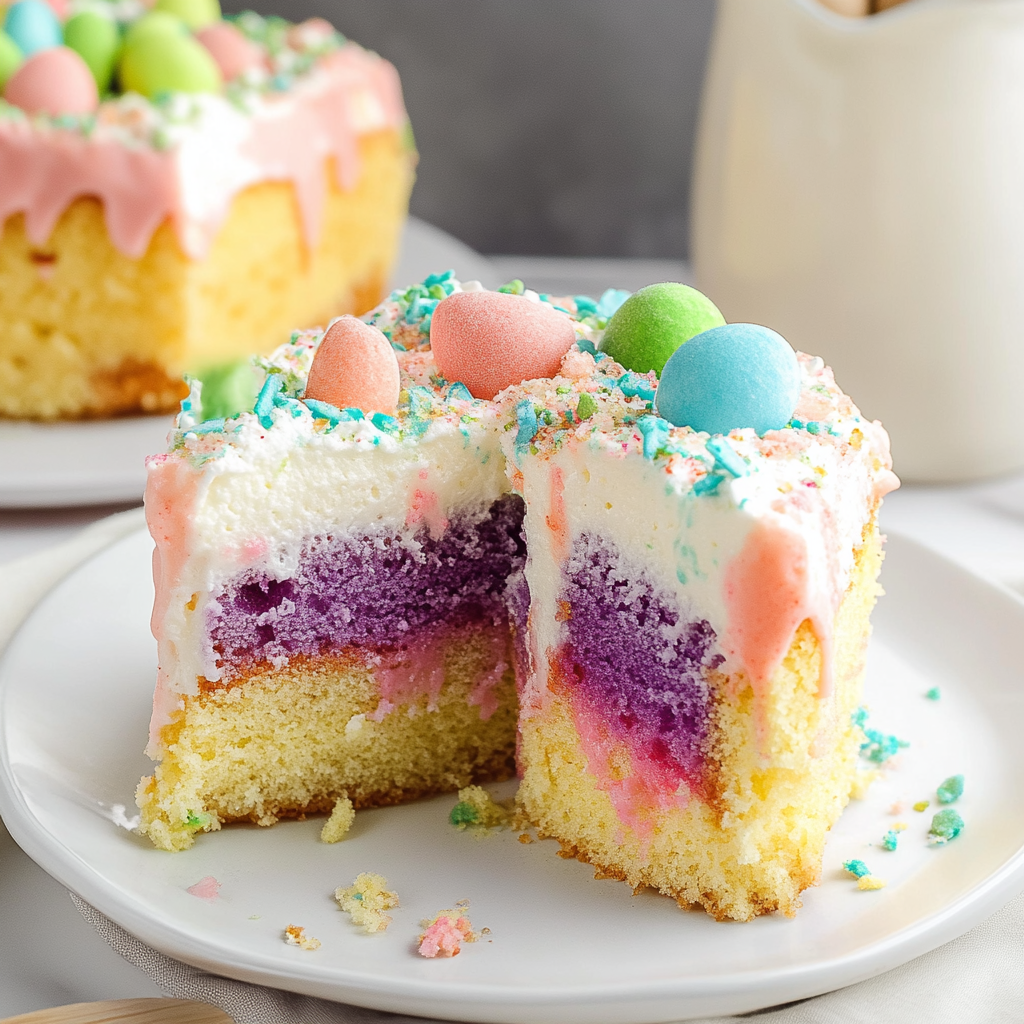 Recipe preparation for Easter Poke Cake
