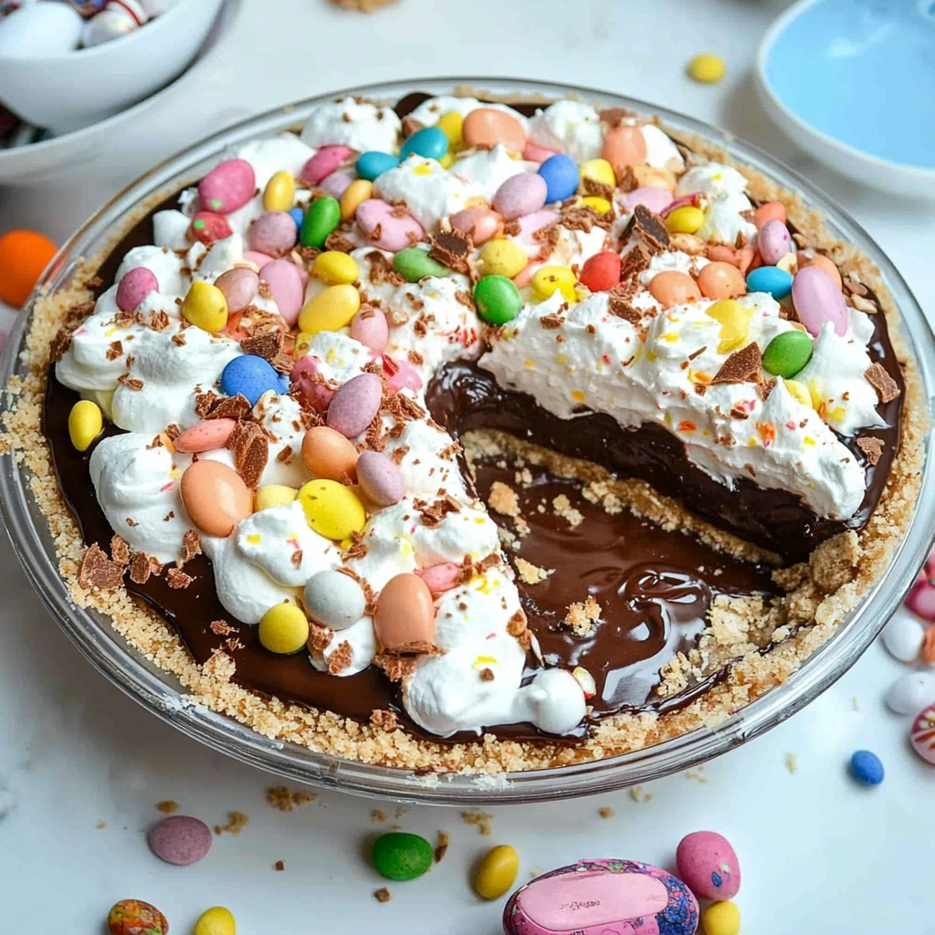 Recipe preparation for No-Bake Easter Chocolate Pie