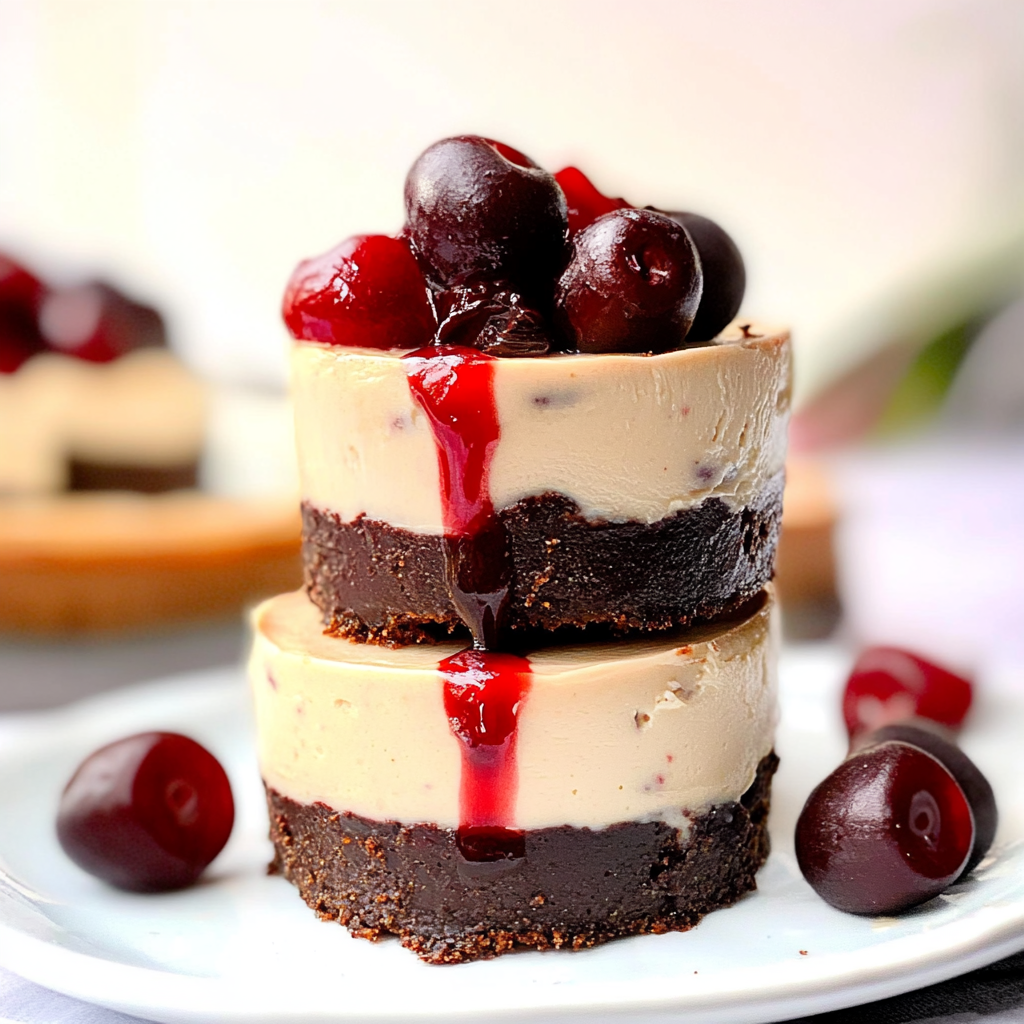 Recipe preparation for Mini Cherry Chocolate Cheesecake
