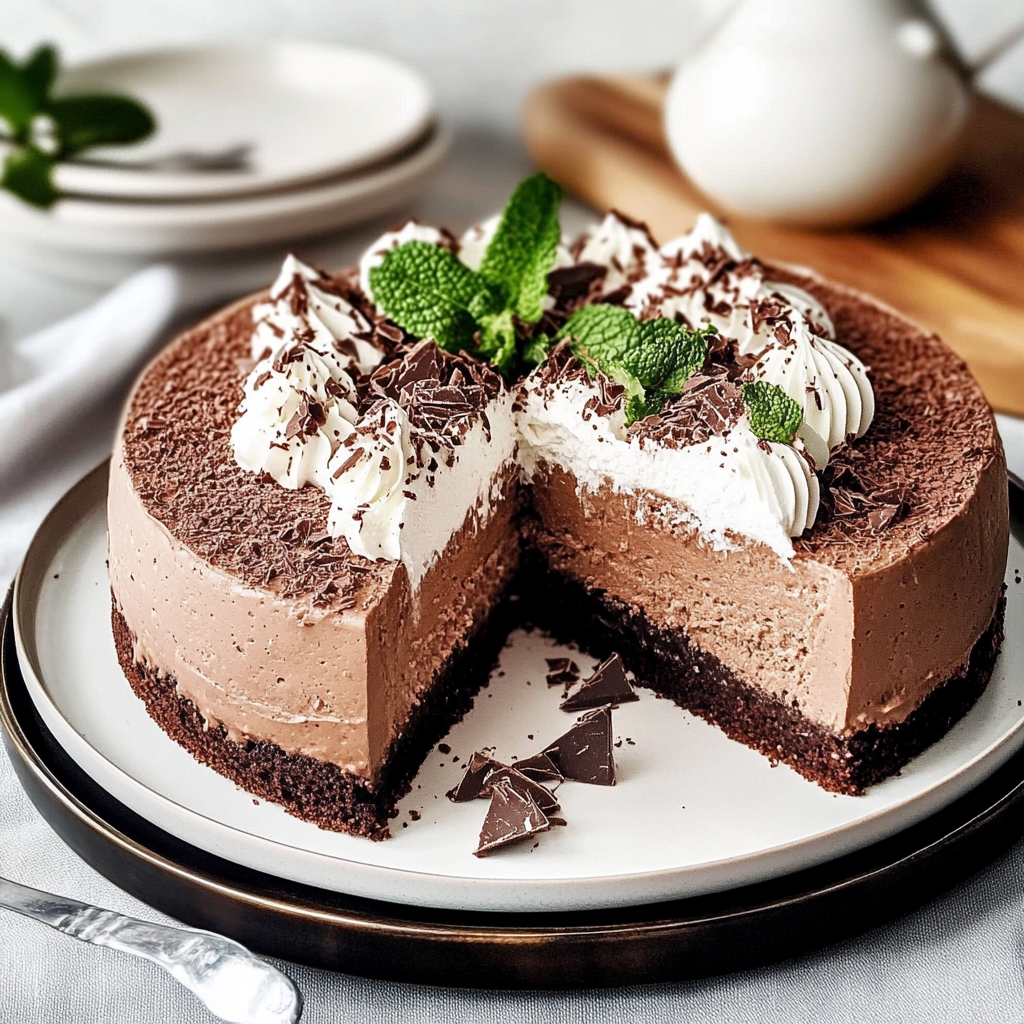 Recipe preparation for Mint Chocolate Mousse Cake