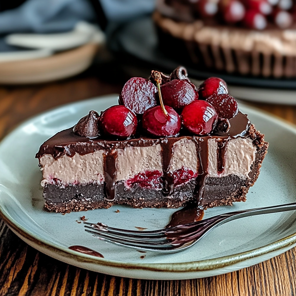 Recipe preparation for Cherry Chocolate Cheesecake