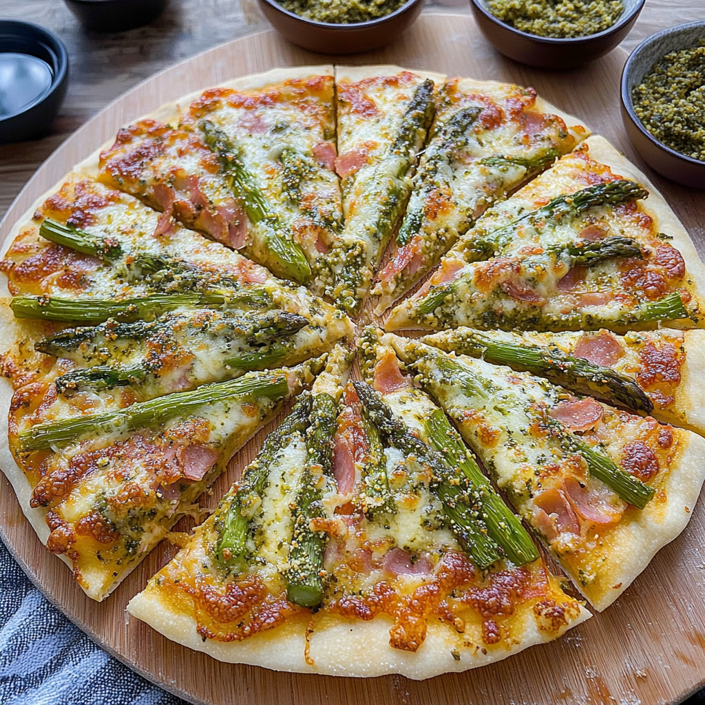Recipe preparation for Asparagus Pizza