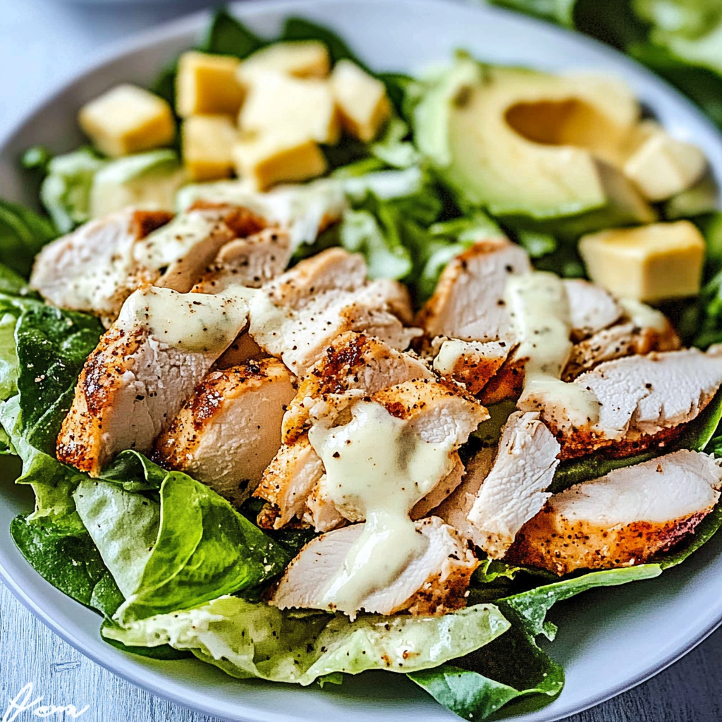 Recipe preparation for Skinny Chicken and Avocado Caesar Salad
