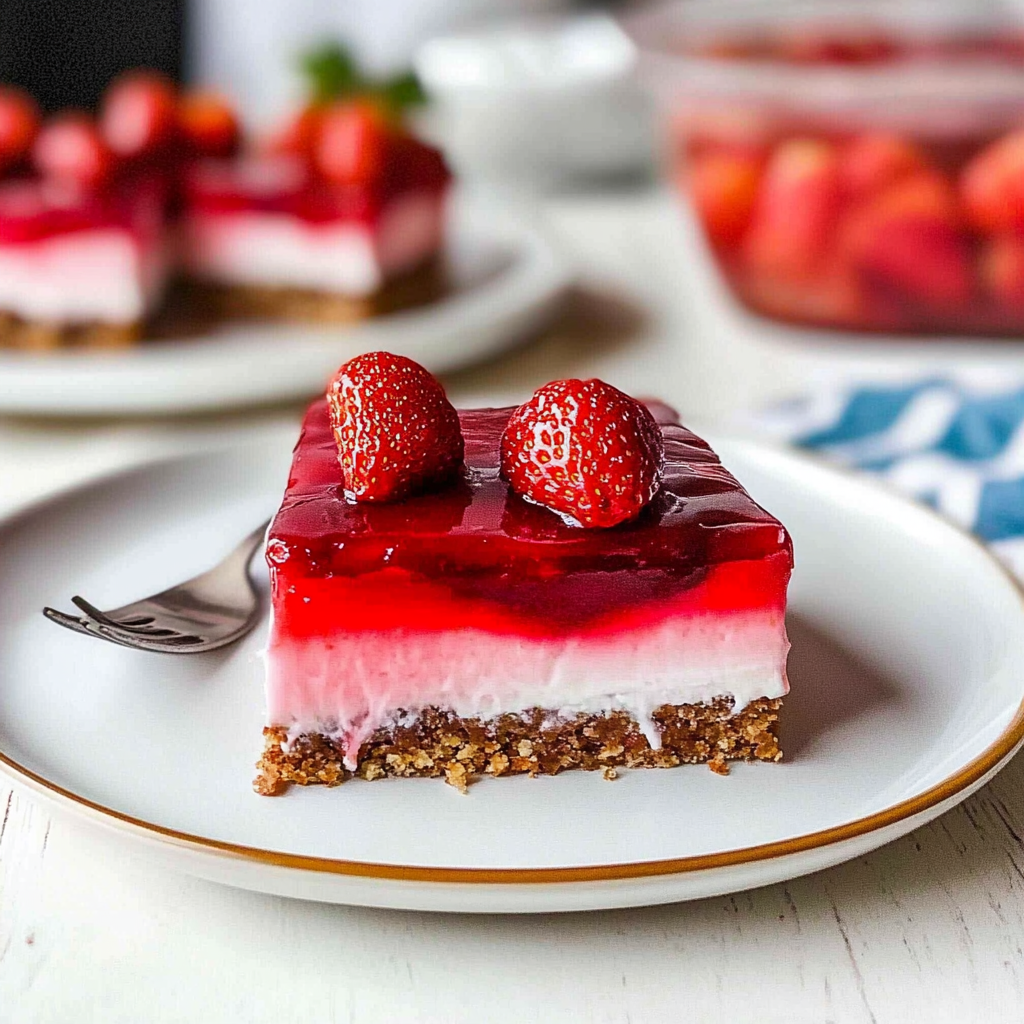 Recipe preparation for strawberry pretzel squares