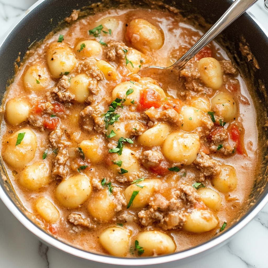 Recipe preparation for ground beef gnocchi
