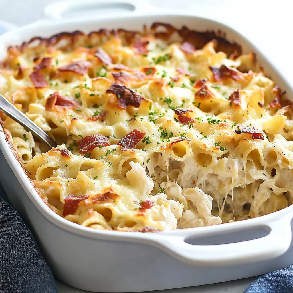 Recipe preparation for chicken noodle casserole