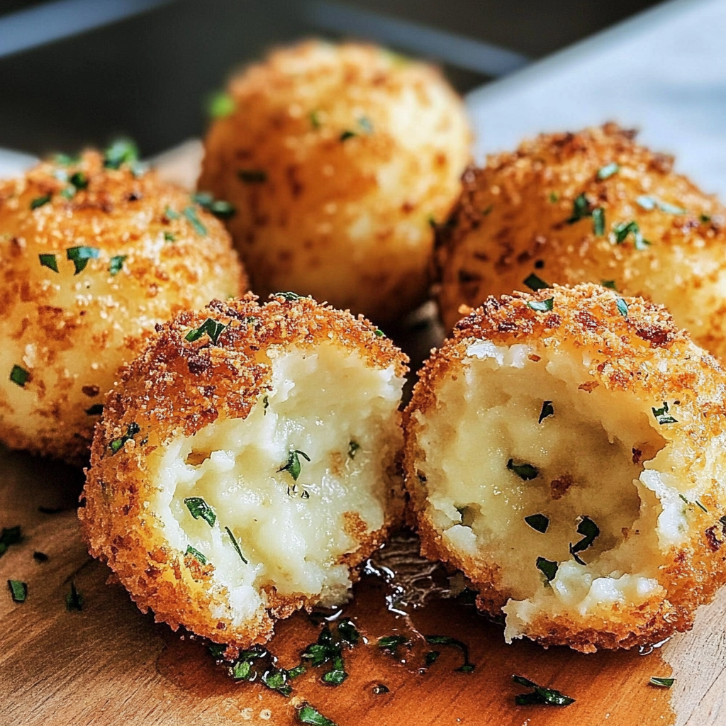 Recipe preparation for Air Fryer Cheesy Mashed Potato Balls