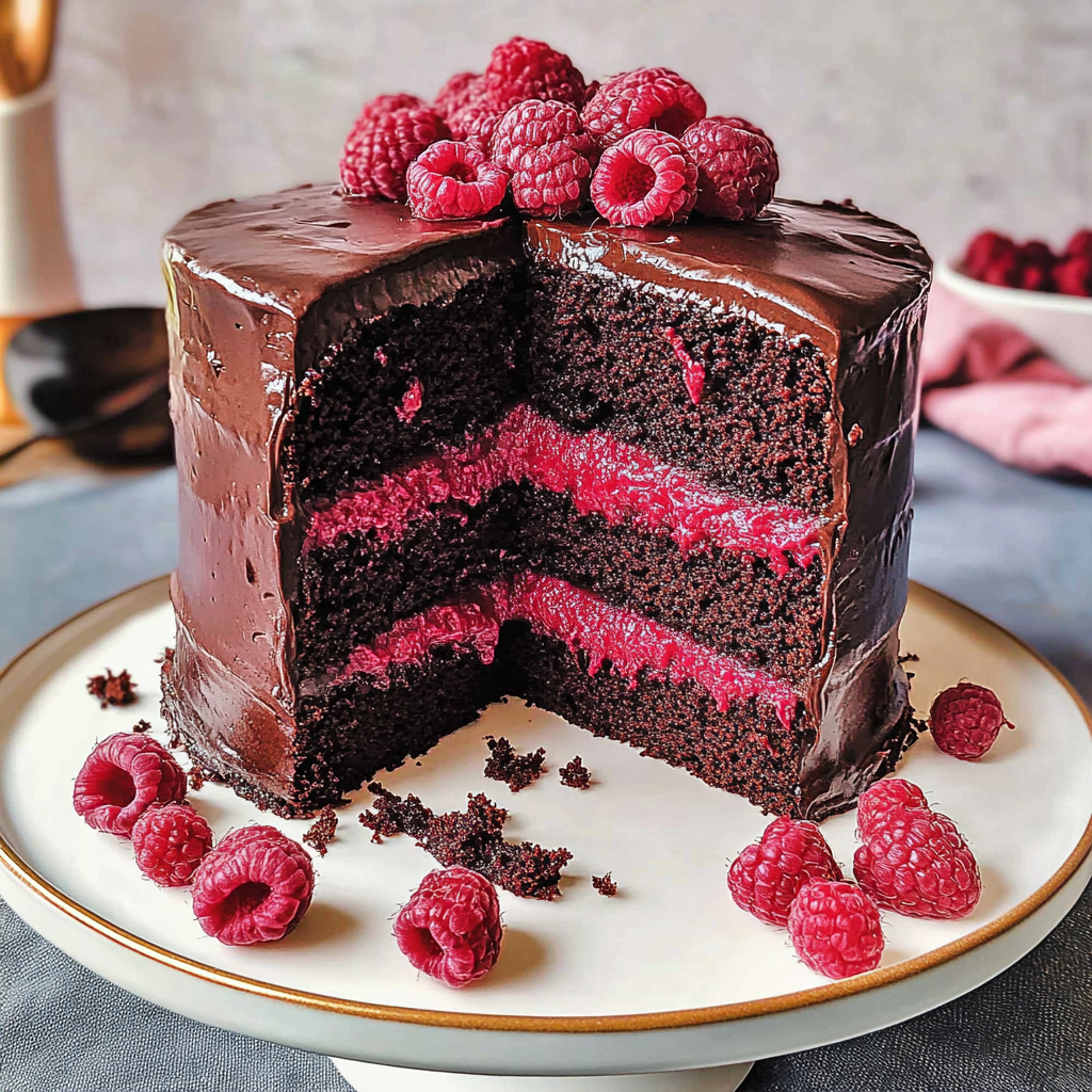 Recipe preparation for chocolate raspberry cake