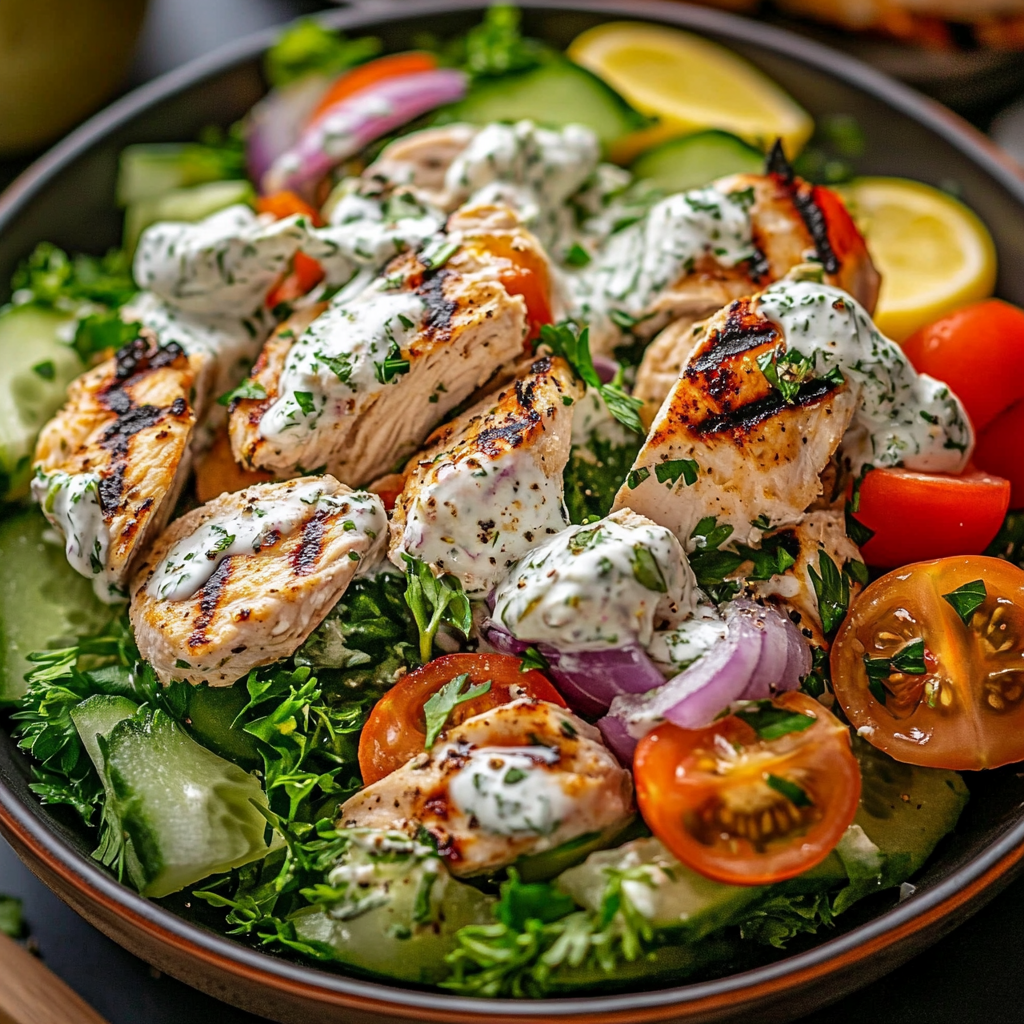 Recipe preparation for Tzatziki Chicken Salad