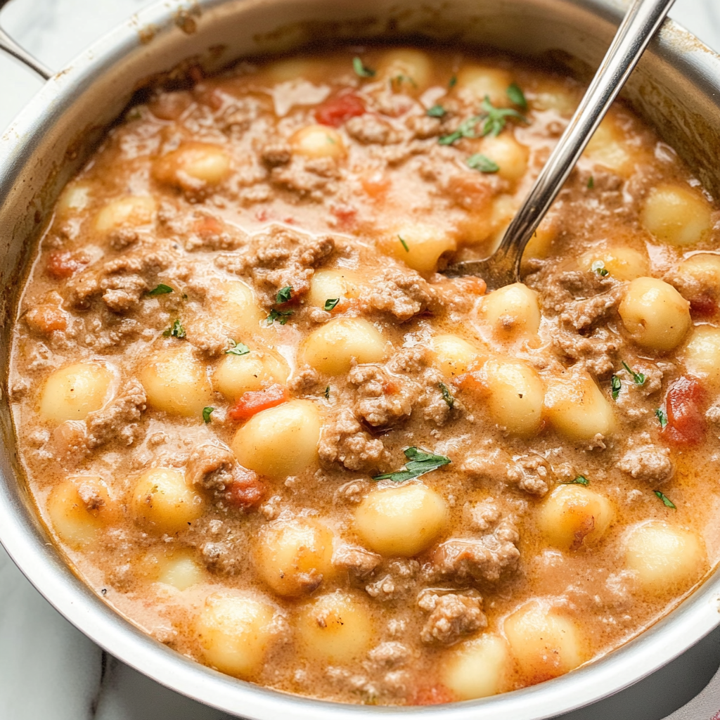 Recipe preparation for ground beef gnocchi