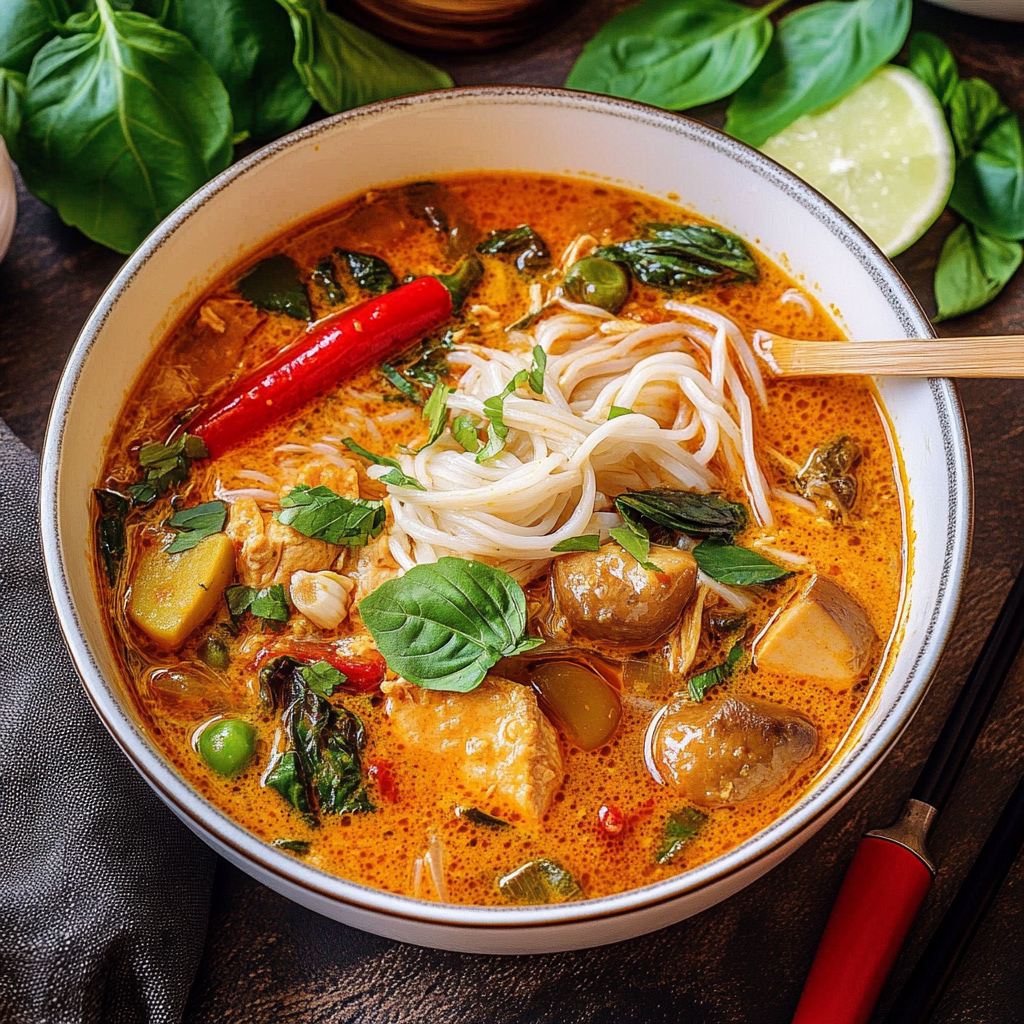 Recipe preparation for thai chicken curry soup