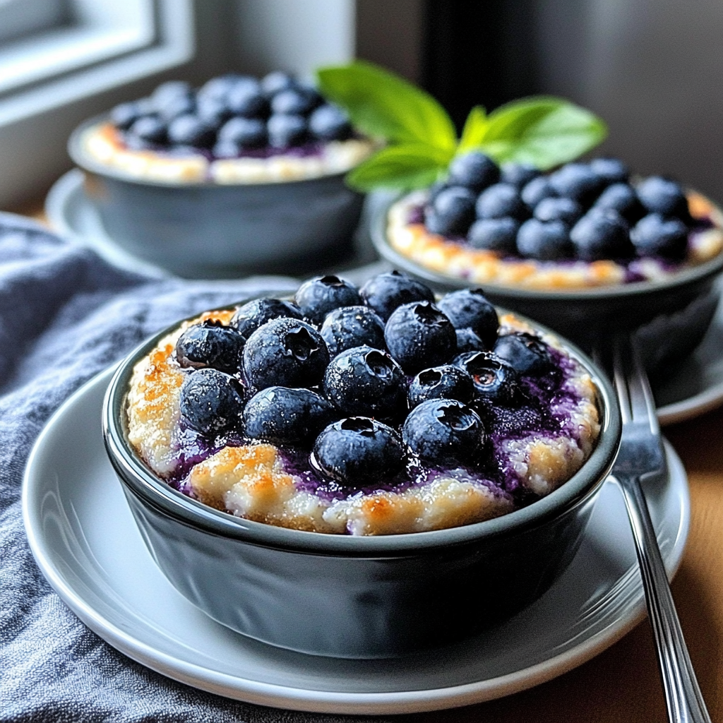 Recipe preparation for Baked Blueberry Cottage Cheese Bowls