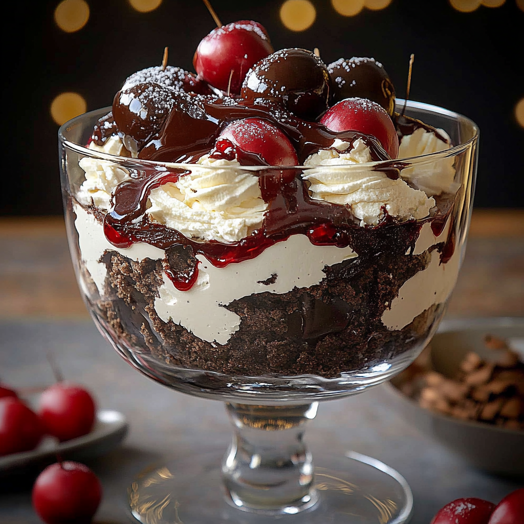 Recipe preparation for Black Forest Trifle Christmas