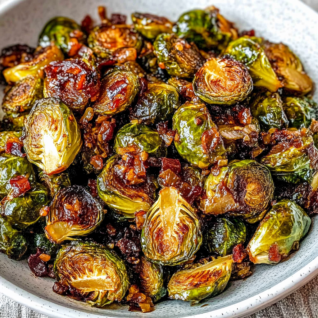 Recipe preparation for Balsamic Honey Brussels Sprouts