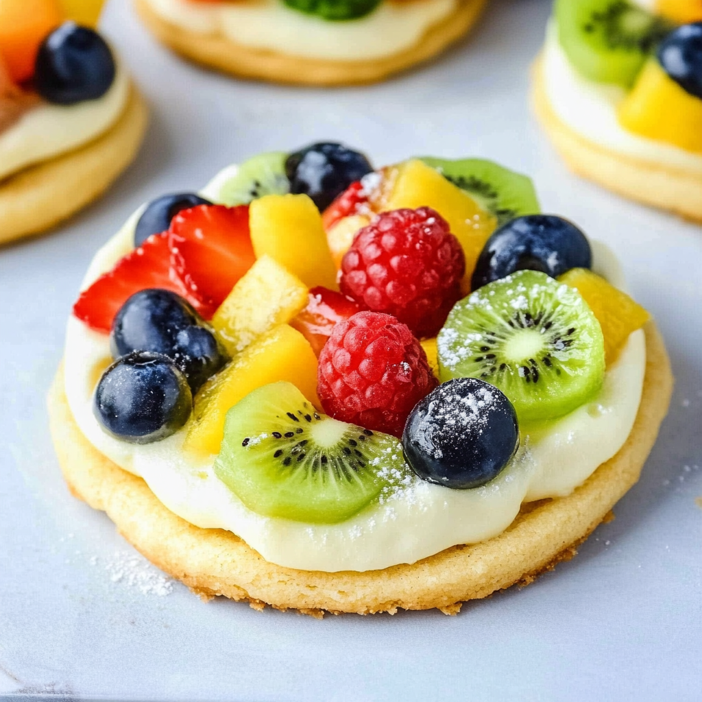 Recipe preparation for Sugar Cookie Fruit Pizza