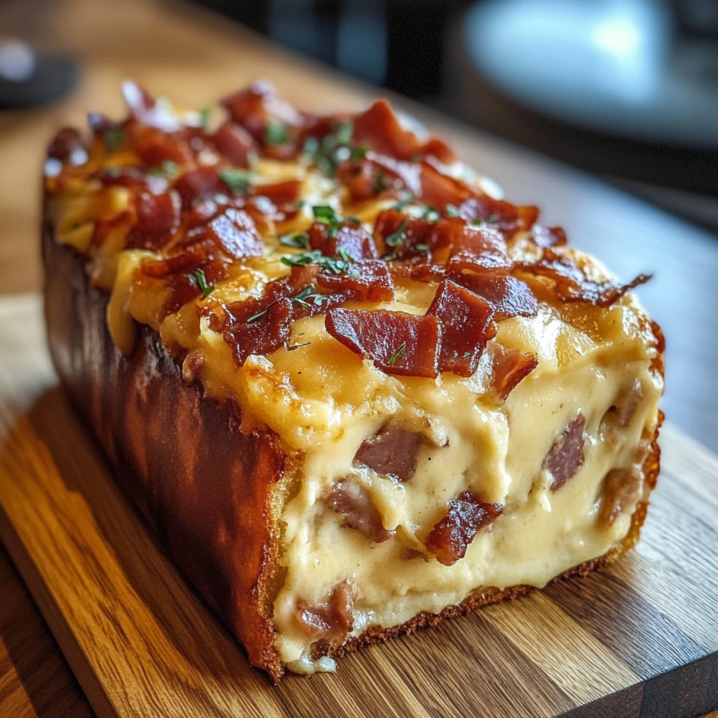 Recipe preparation for Camembert Lardons Cake